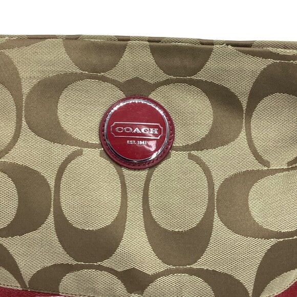 Coach Signature Stripe Monogram Canvas Crossbody Bag Purse 12"x10" Beige - Picture 3 of 11